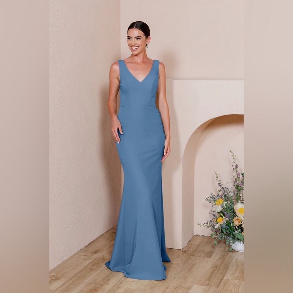 Blue Revelry Bridesmaid Dress (Dakota Crepe Dress)